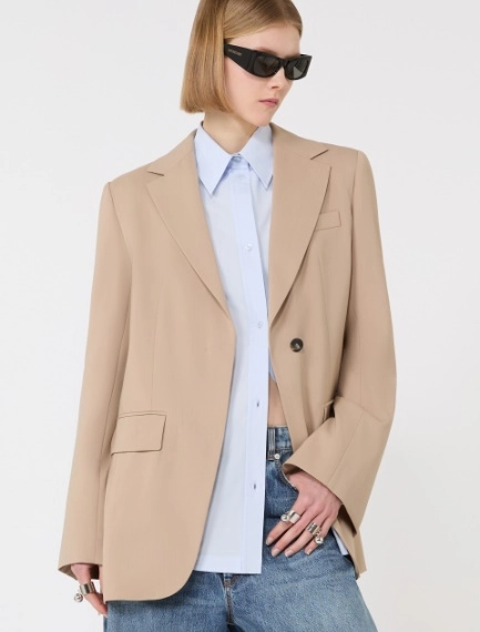 Tailored wool blazer with pleated back - BEIGE - Sportmax