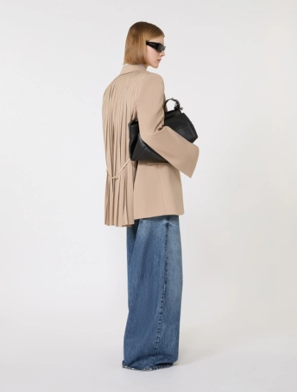 Tailored wool blazer with pleated back - BEIGE - Sportmax - 1