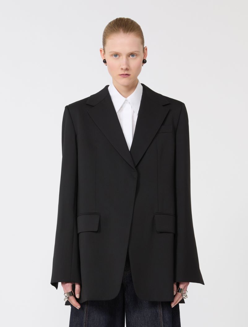 Tailored wool blazer with pleated back - BLACK - Sportmax - 2