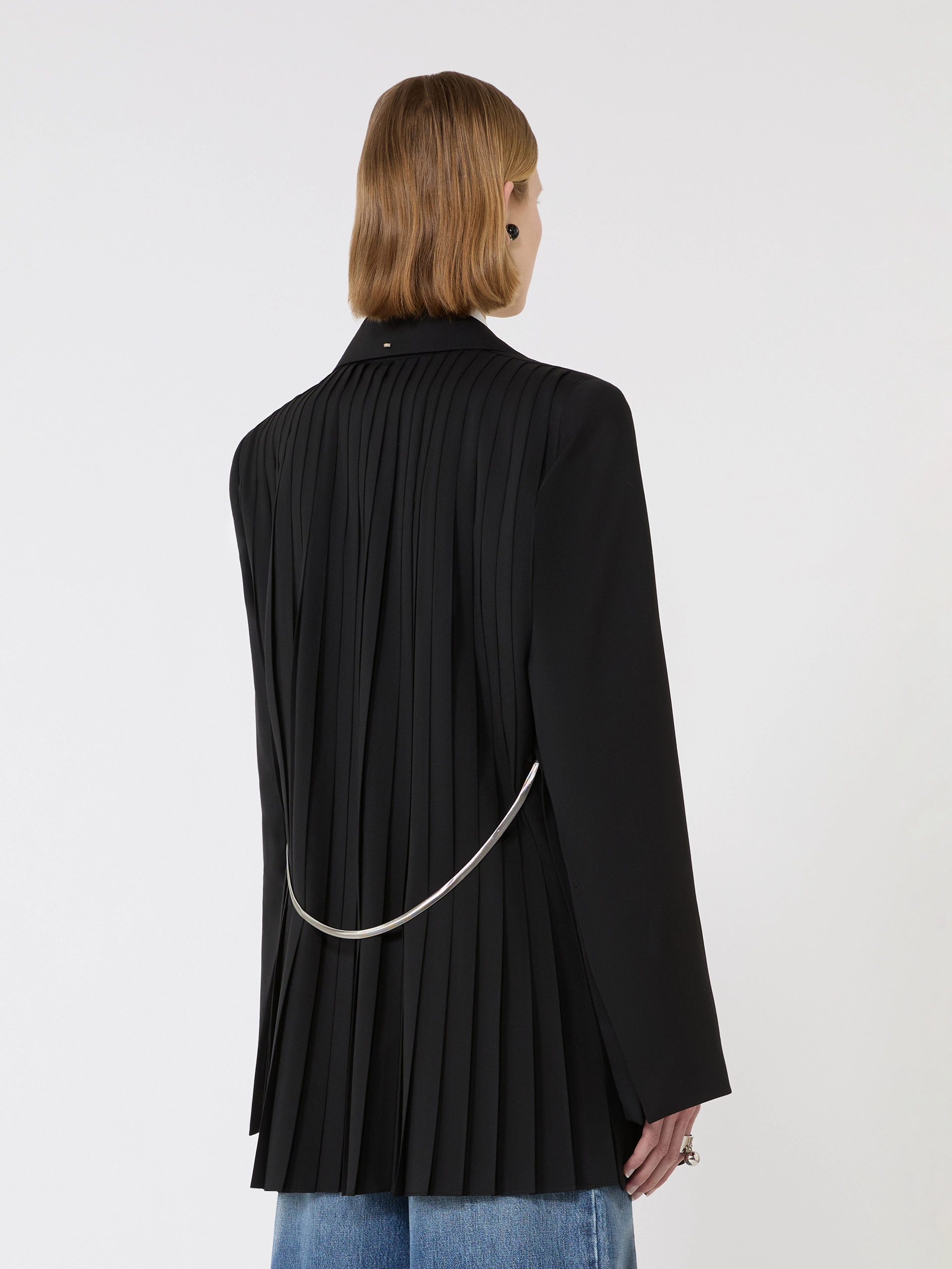 Tailored wool blazer with pleated back - BLACK - Sportmax - 3