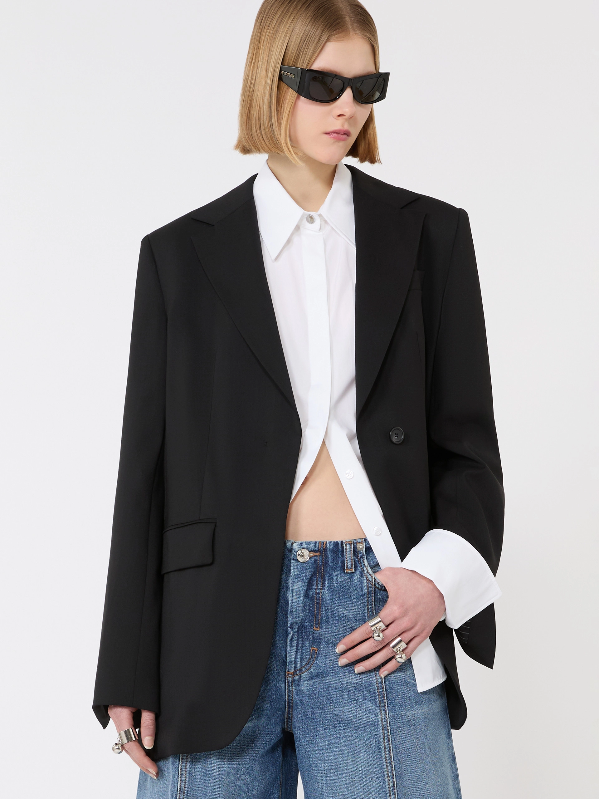Tailored wool blazer with pleated back - BLACK - Sportmax - 4
