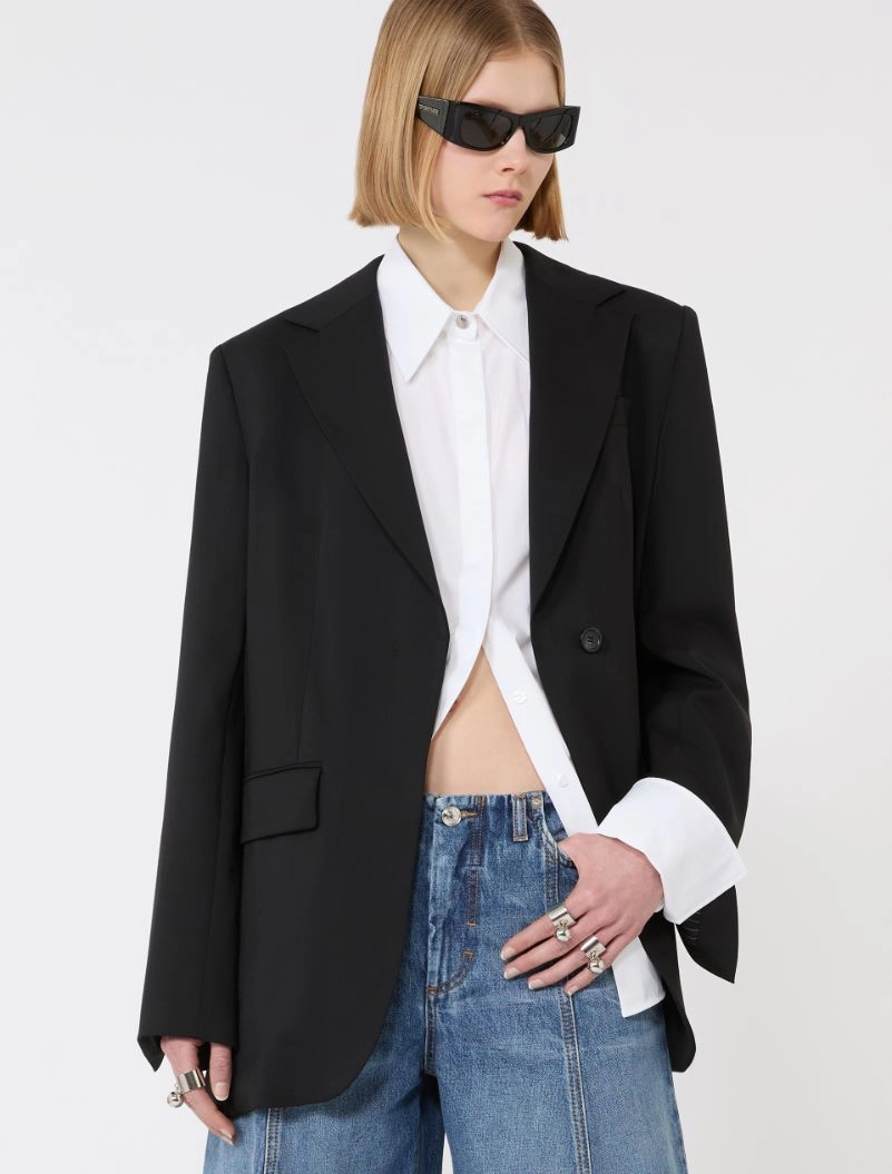 Tailored wool blazer with pleated back - BLACK - Sportmax - 4