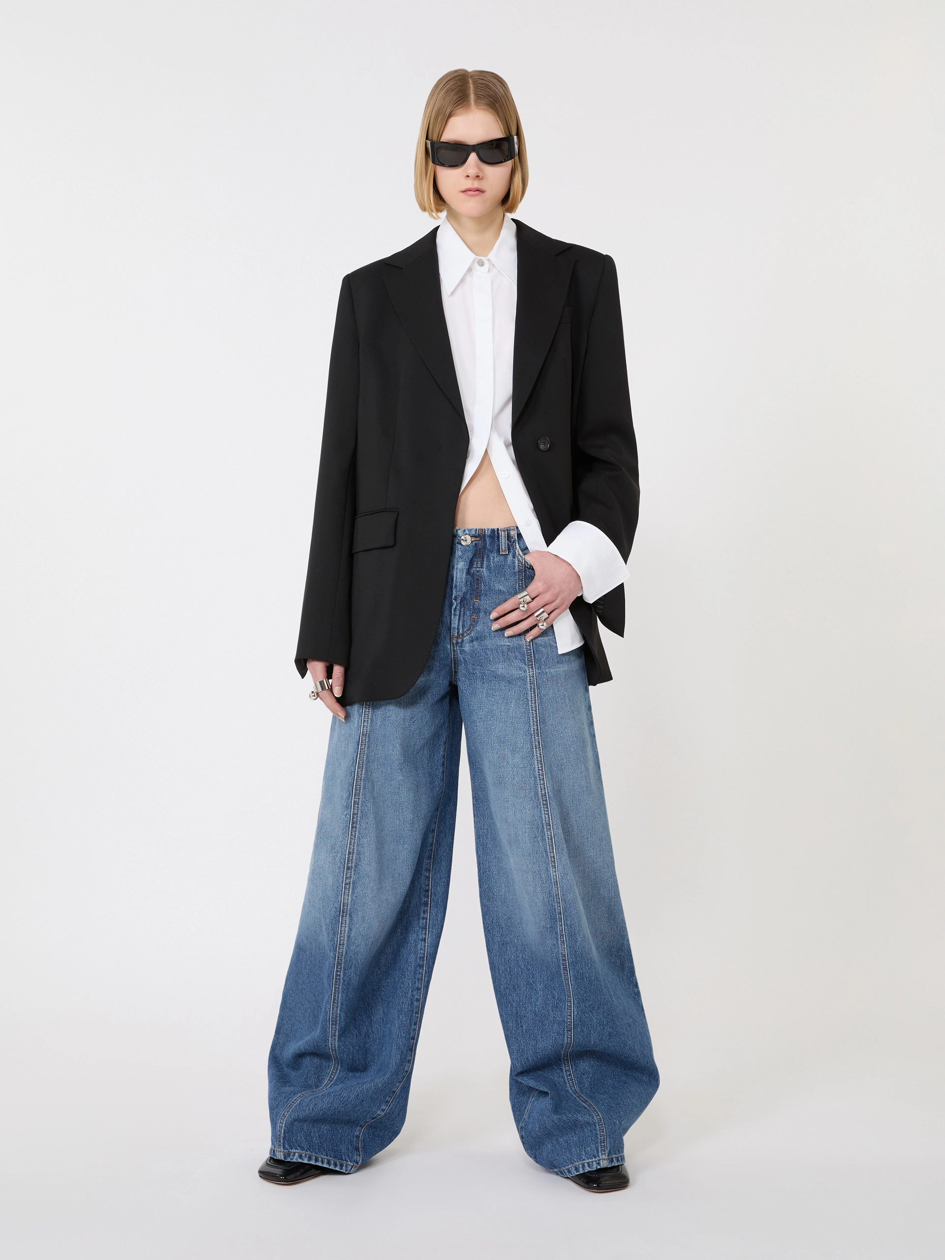 Tailored wool blazer with pleated back - BLACK - Sportmax