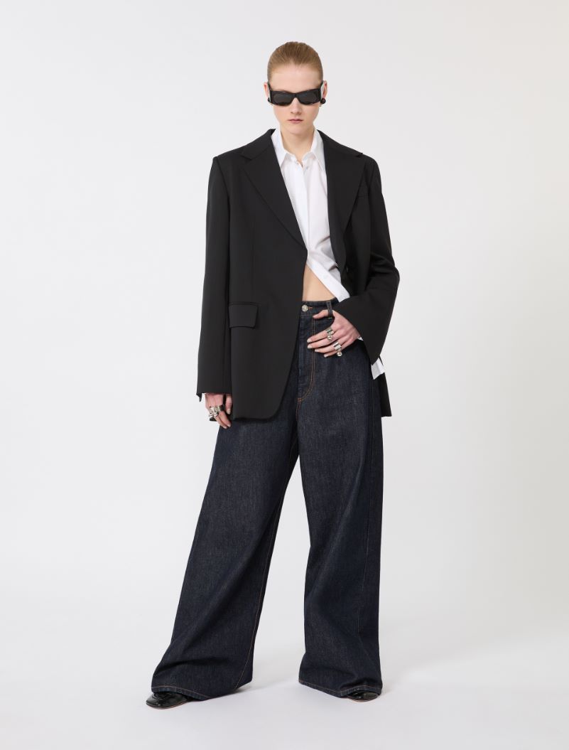 Tailored wool blazer with pleated back - BLACK - Sportmax