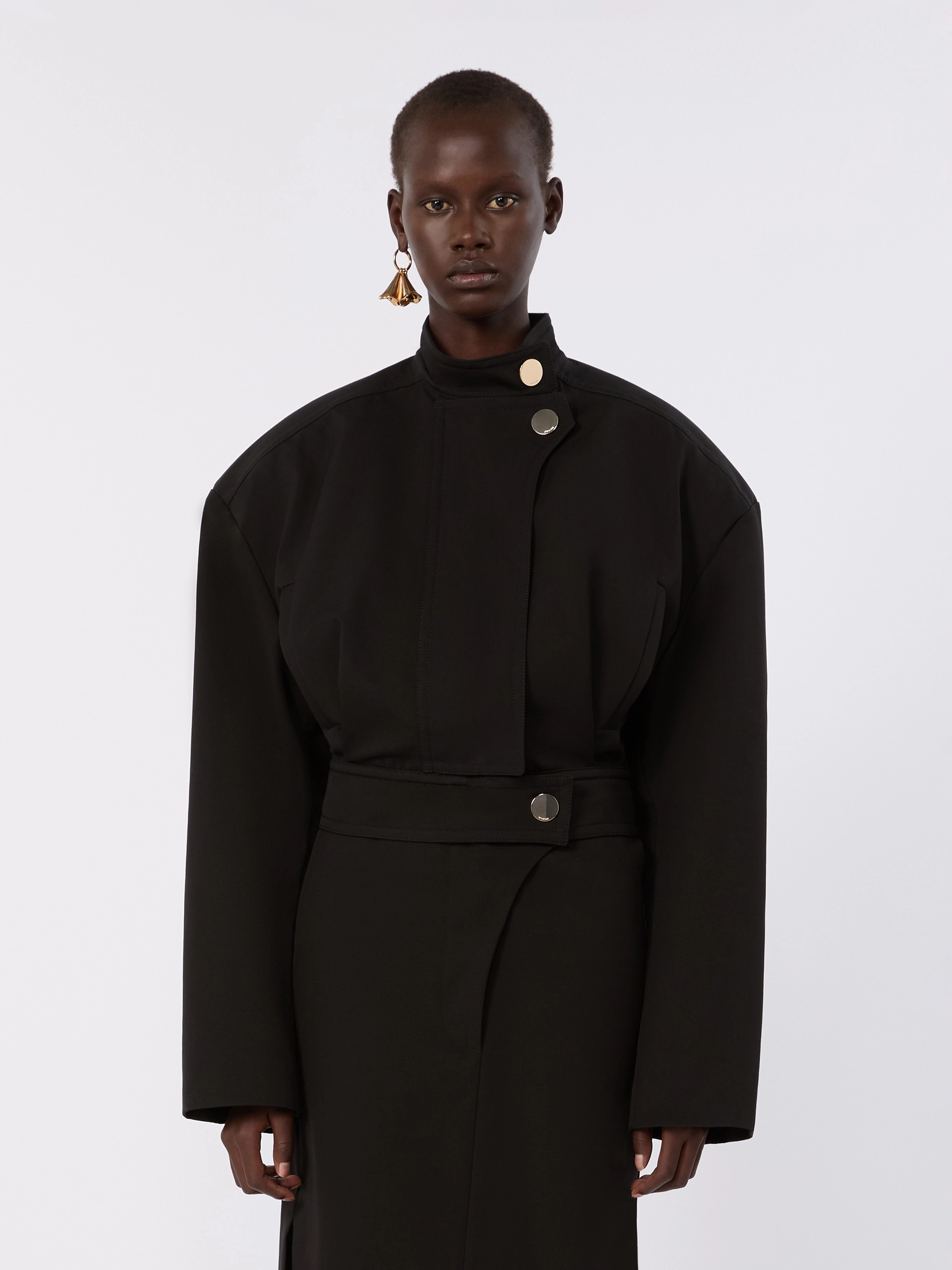 Oversized cotton bomber jacket - BLACK - Sportmax - 2