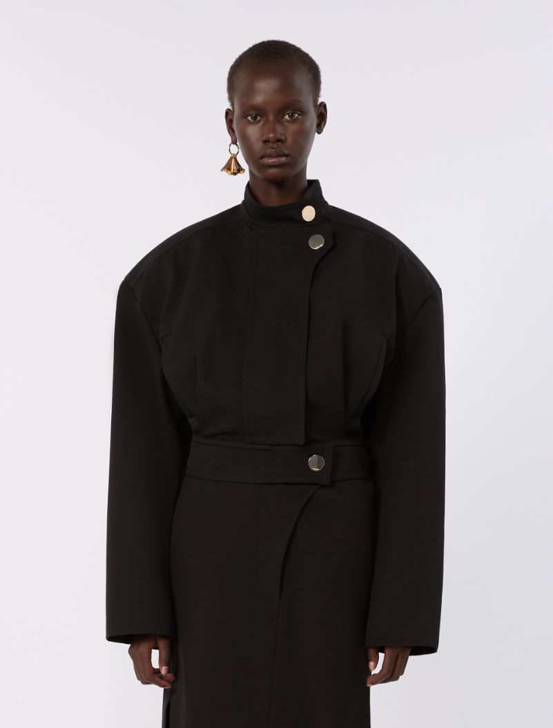 Oversized cotton bomber jacket - BLACK - Sportmax - 2