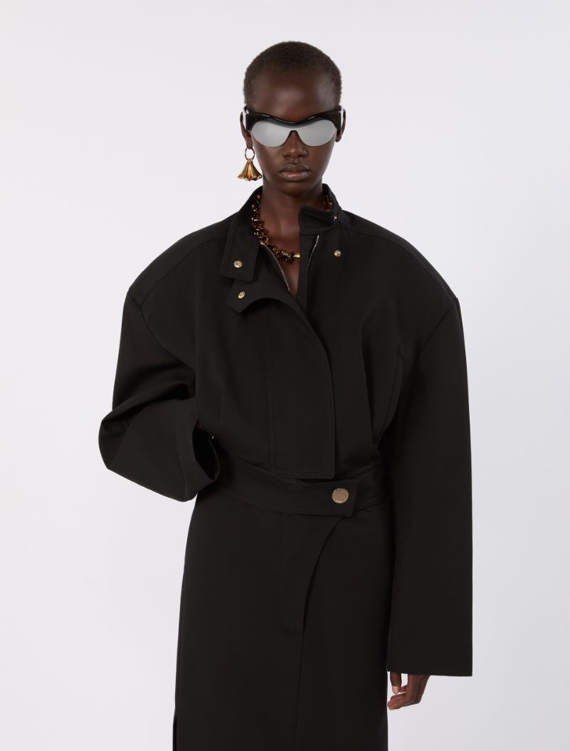 Oversized cotton bomber jacket - BLACK - Sportmax - 4