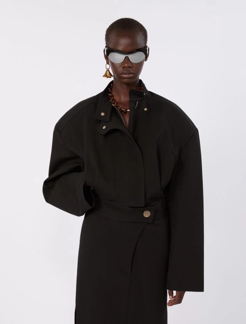 Oversized cotton bomber jacket - BLACK - Sportmax - 4