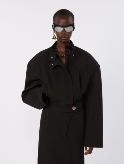 Oversized cotton bomber jacket - BLACK - Sportmax