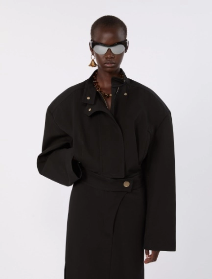 Oversized cotton bomber jacket - BLACK - Sportmax