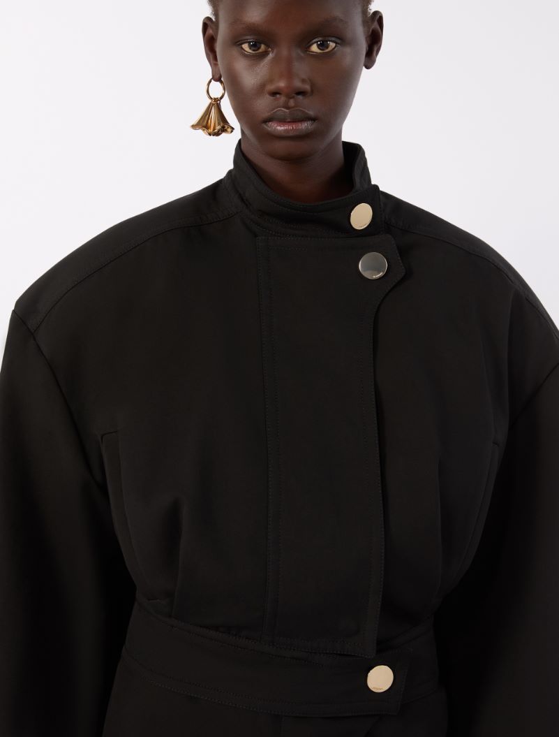 Oversized cotton bomber jacket - BLACK - Sportmax - 5