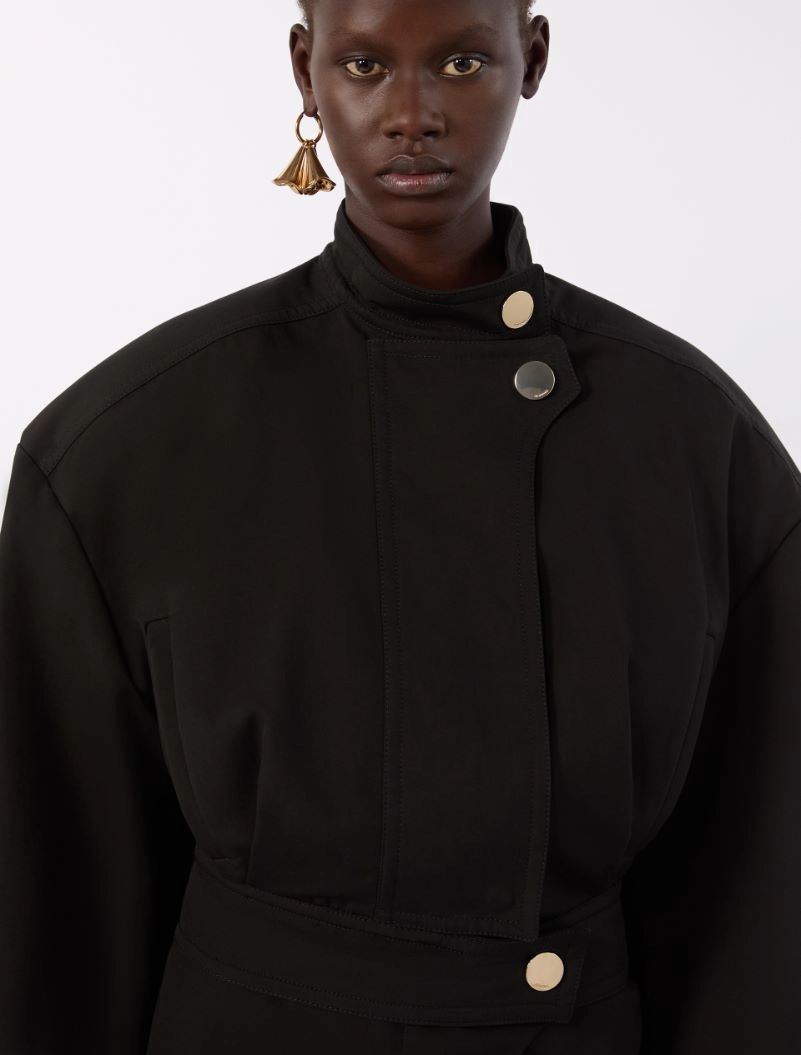 Oversized cotton bomber jacket - BLACK - Sportmax - 5