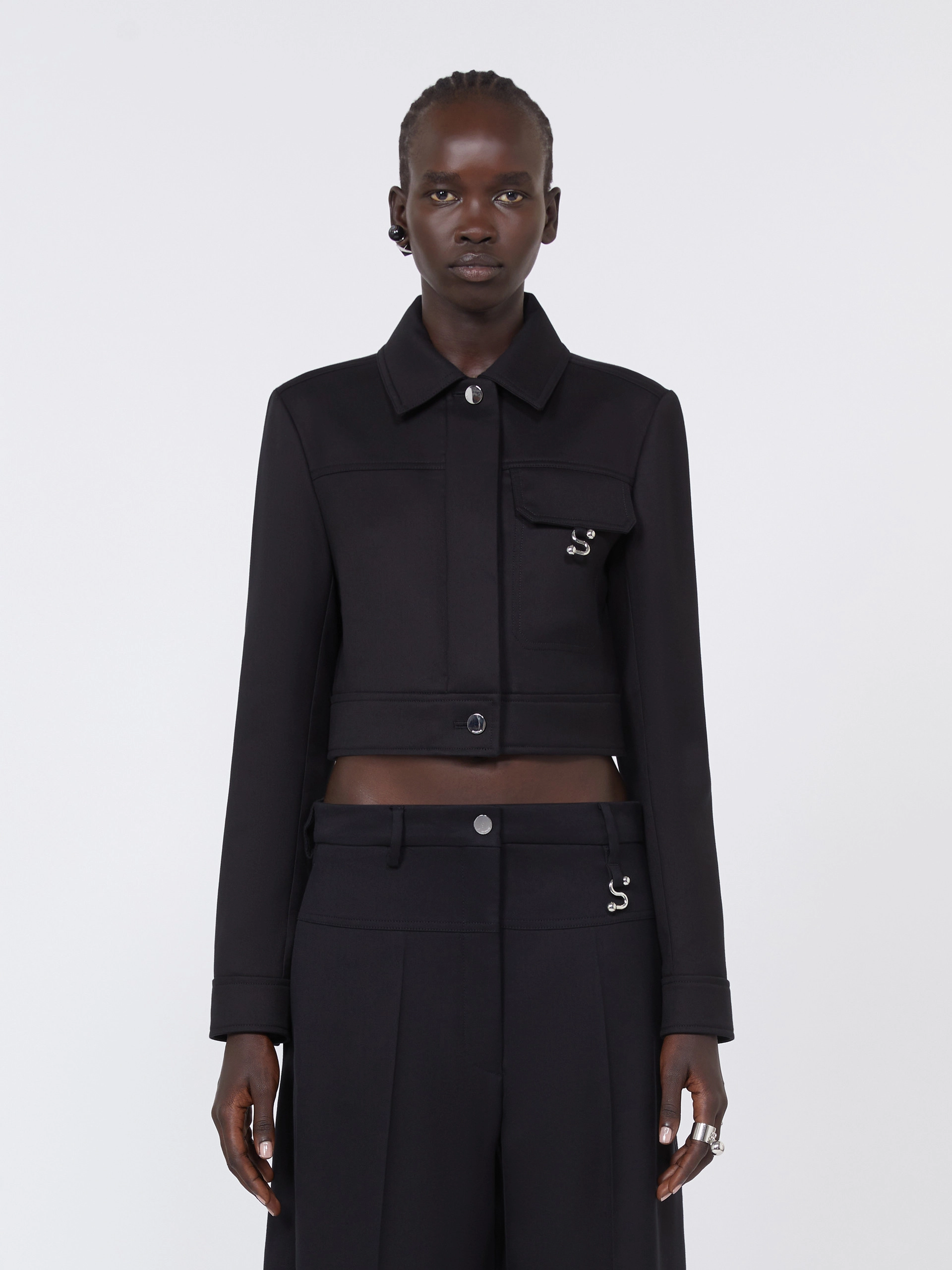 Short washed gabardine jacket - BLACK - Sportmax - 2