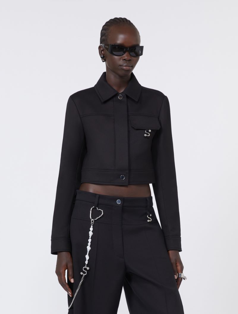 Short washed gabardine jacket - BLACK - Sportmax - 4