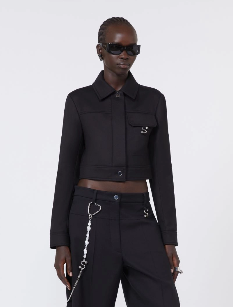 Short washed gabardine jacket - BLACK - Sportmax - 4