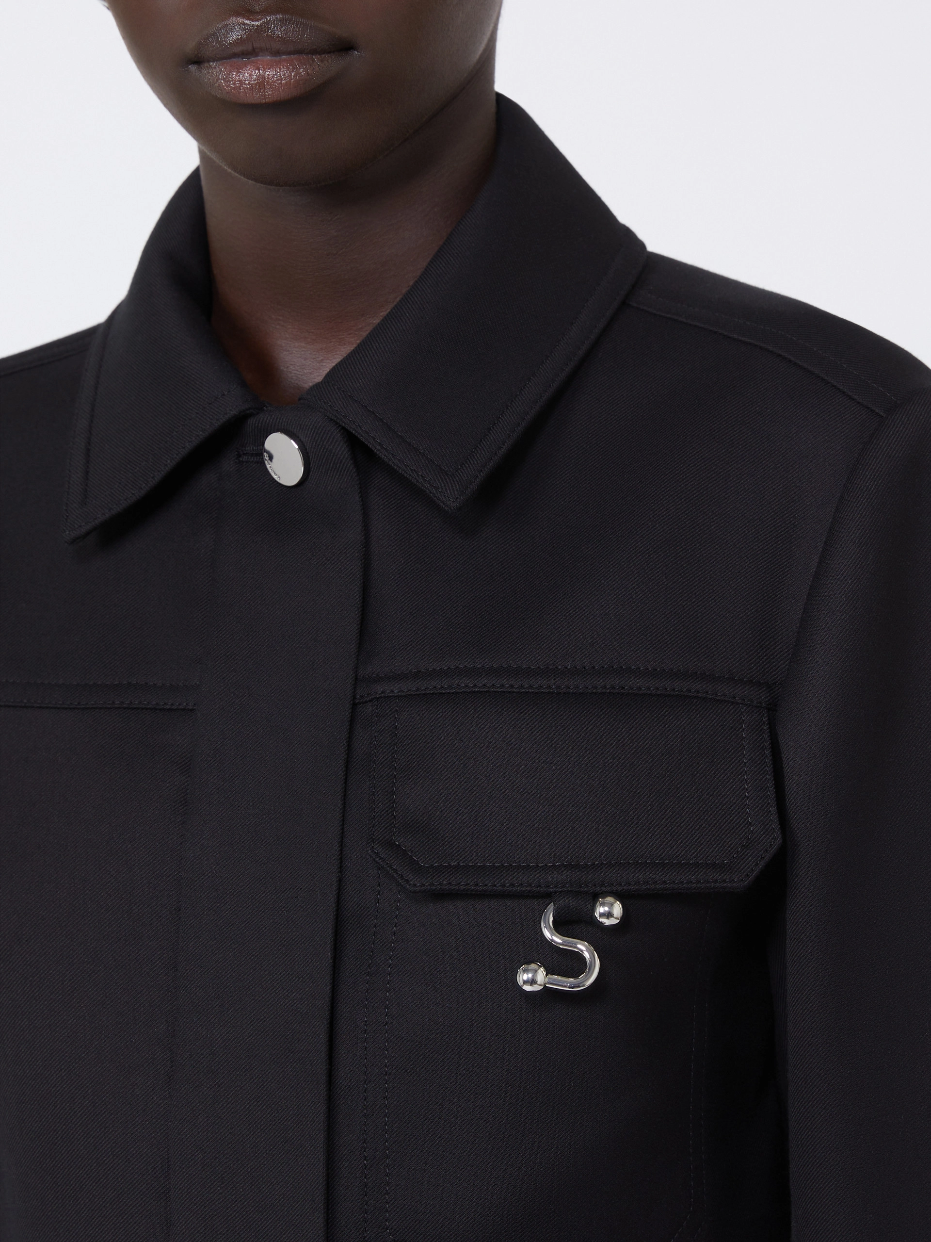 Short washed gabardine jacket - BLACK - Sportmax - 5