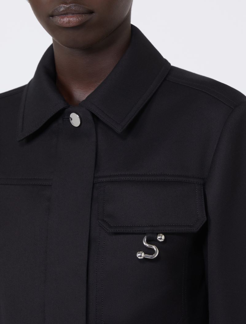 Short washed gabardine jacket - BLACK - Sportmax - 5