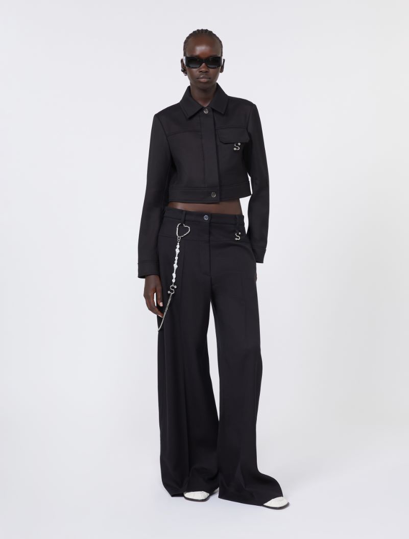 Short washed gabardine jacket - BLACK - Sportmax