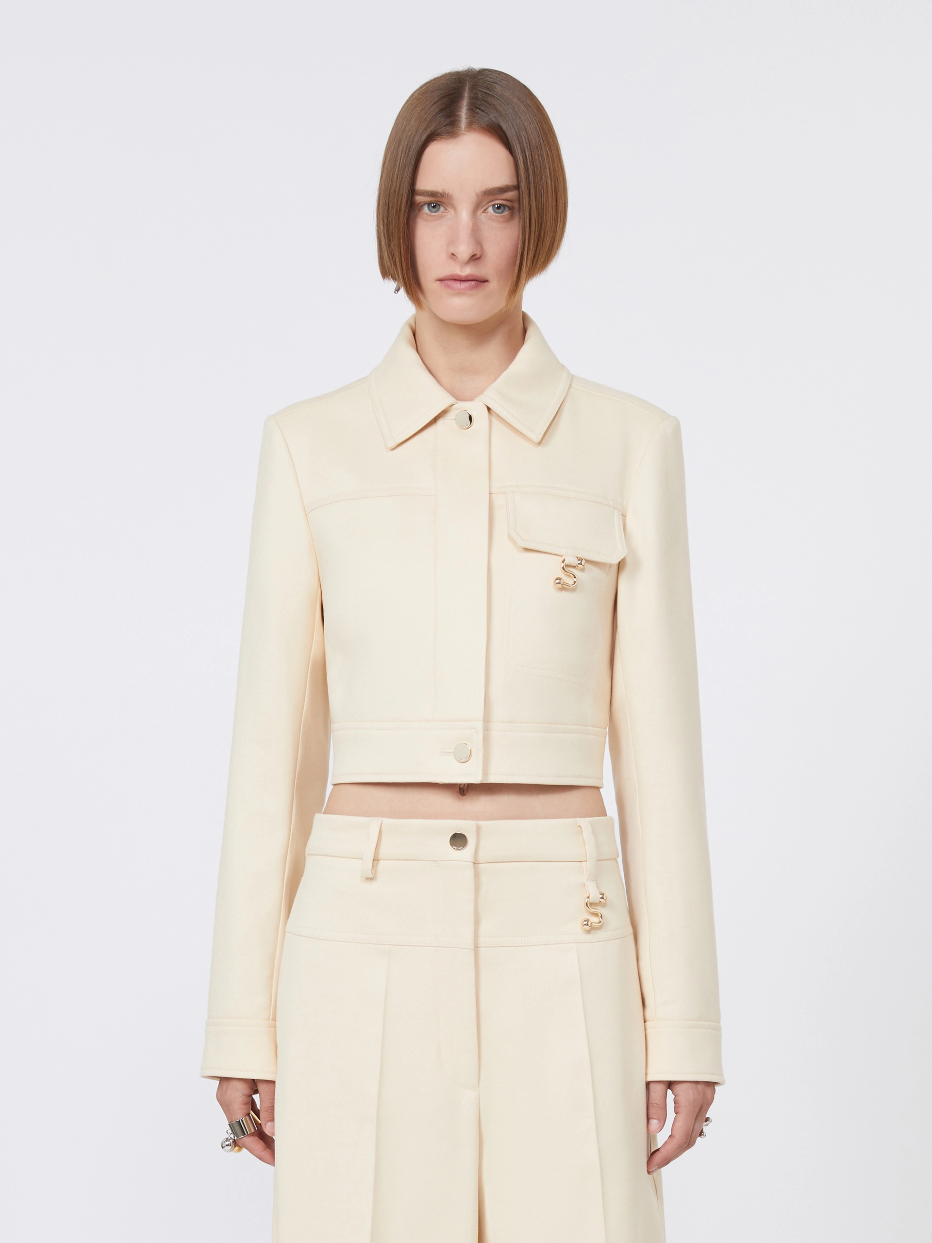 Short washed gabardine jacket - VANILLA - Sportmax - 2