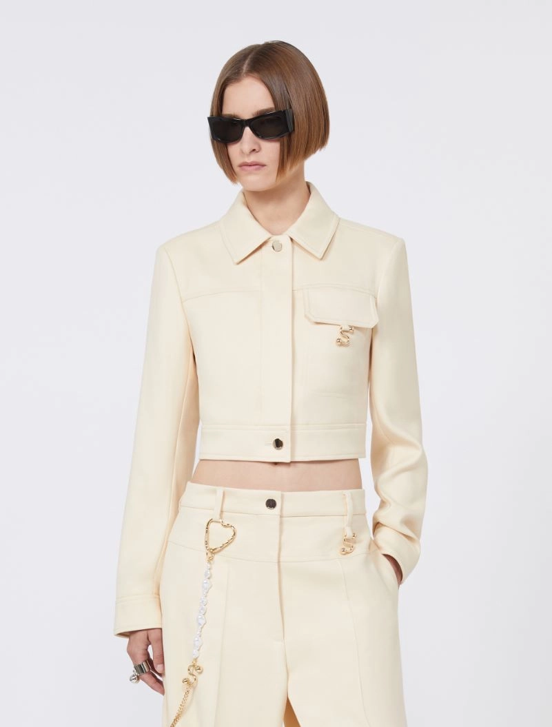 Short washed gabardine jacket - VANILLA - Sportmax - 4