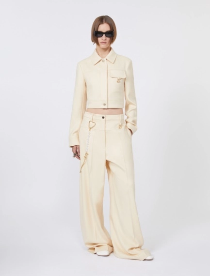 Short washed gabardine jacket - VANILLA - Sportmax - 1