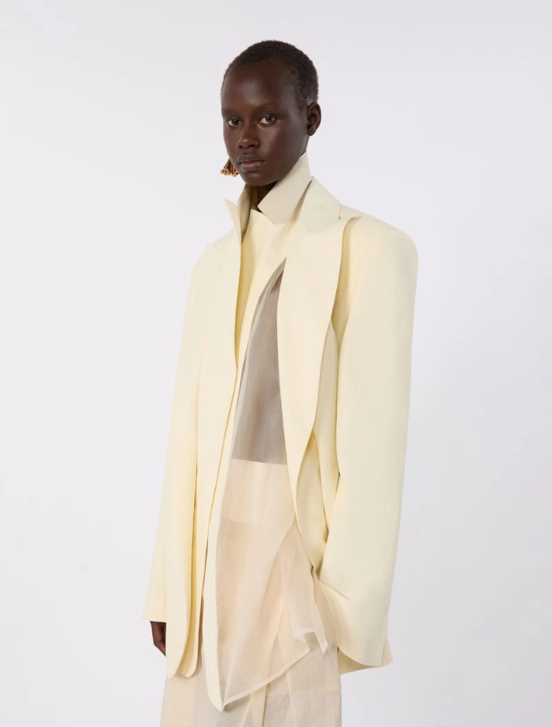 Viscose-blend double-collar blazer - LIGHT YELLOW - Sportmax - 4