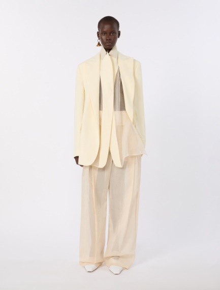 Viscose-blend double-collar blazer - LIGHT YELLOW - Sportmax