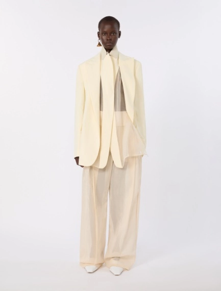 Viscose-blend double-collar blazer - LIGHT YELLOW - Sportmax