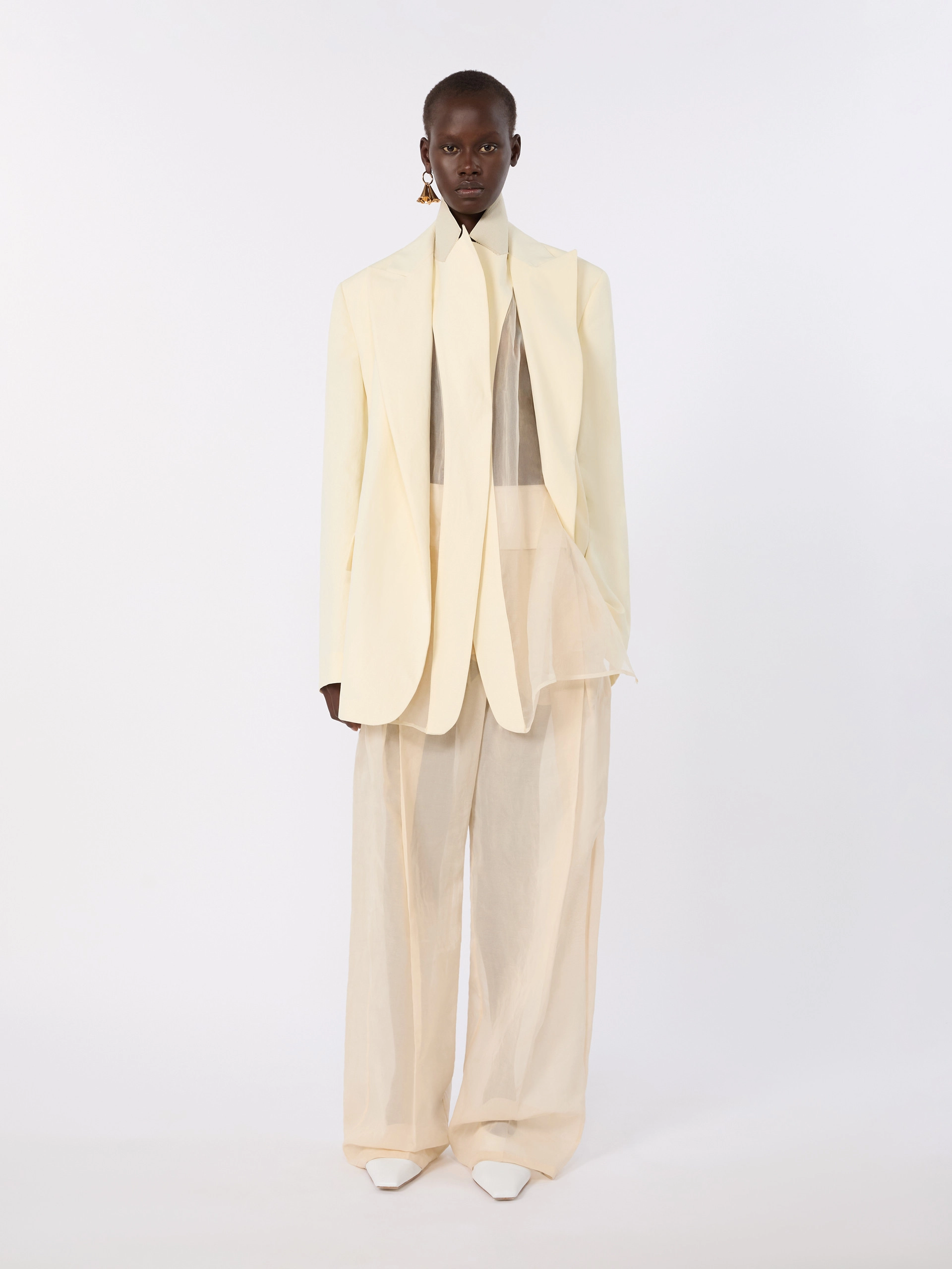 Viscose-blend double-collar blazer - LIGHT YELLOW - Sportmax