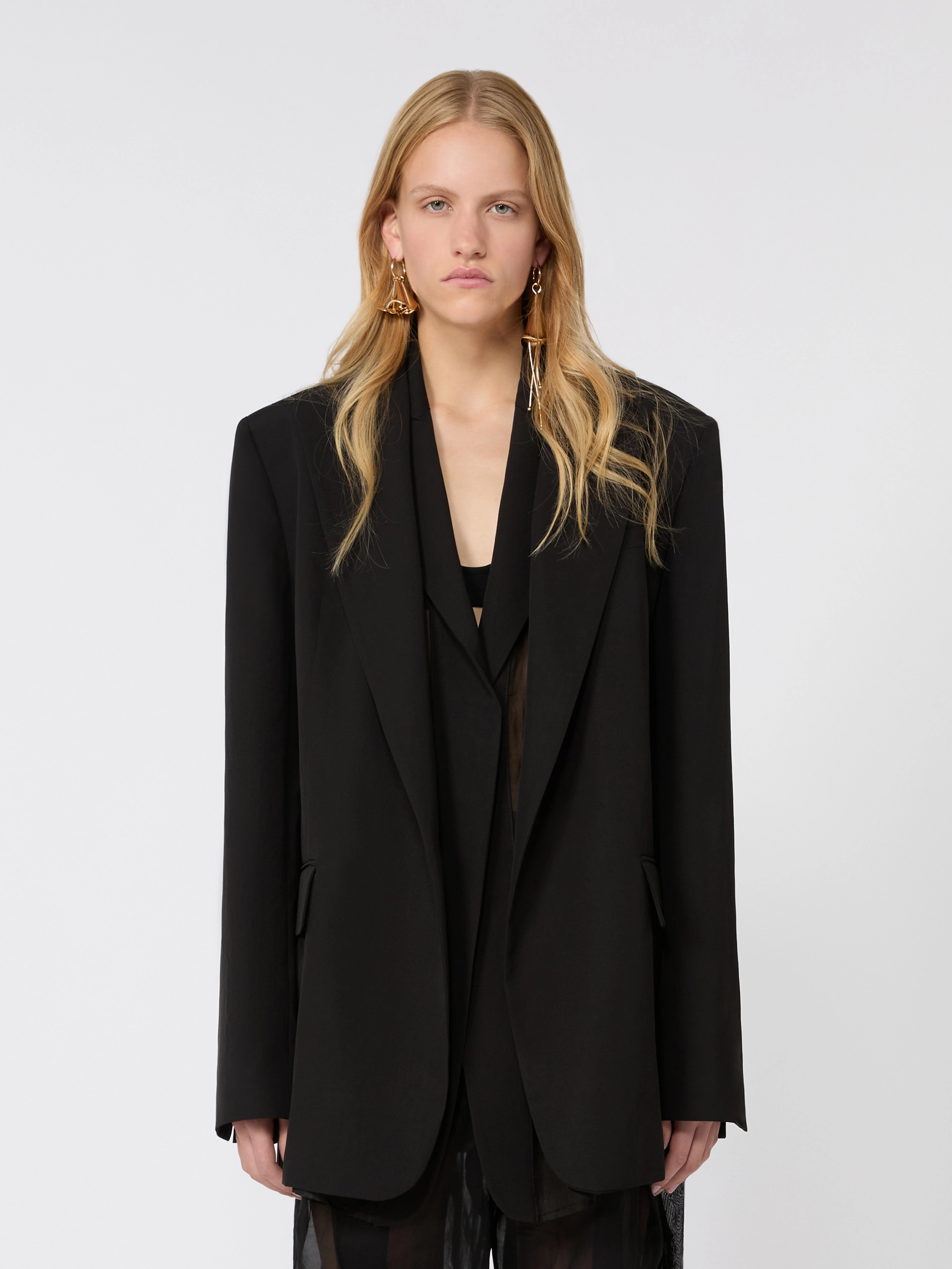 Viscose-blend double-collar blazer - BLACK - Sportmax - 2