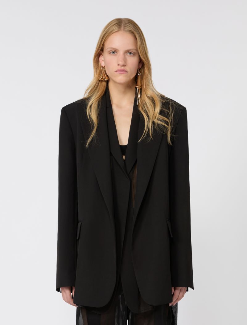 Viscose-blend double-collar blazer - BLACK - Sportmax - 2
