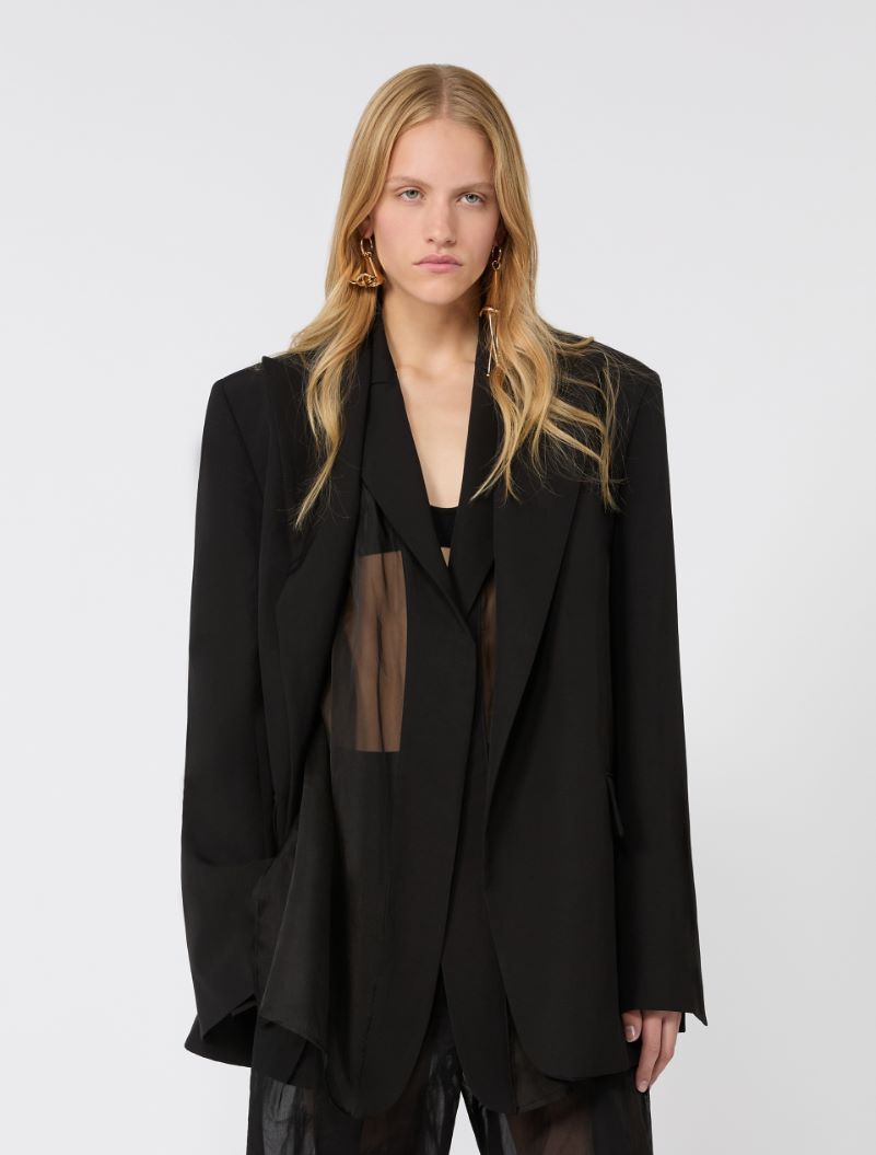 Viscose-blend double-collar blazer - BLACK - Sportmax - 4