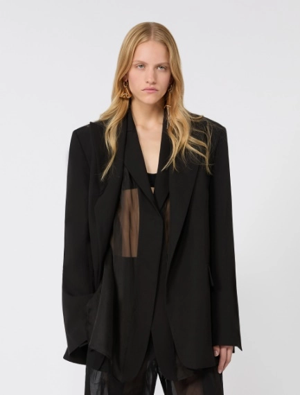 Viscose-blend double-collar blazer - BLACK - Sportmax