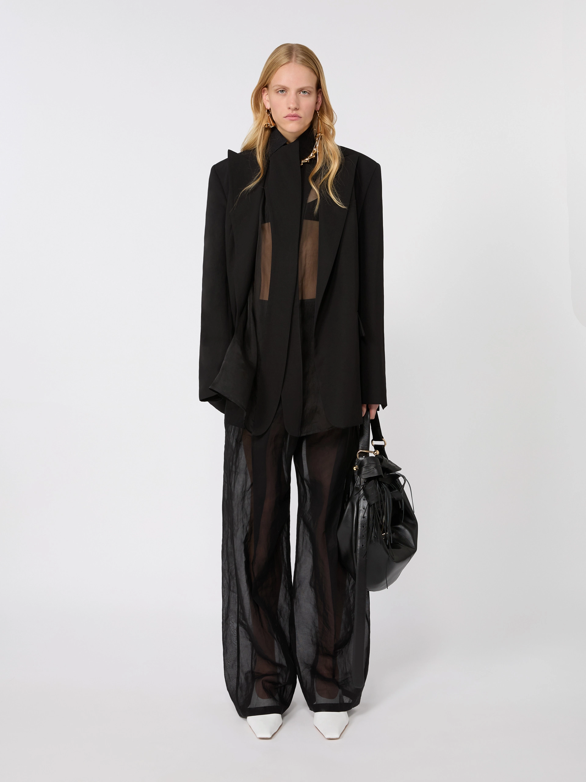 Viscose-blend double-collar blazer - BLACK - Sportmax