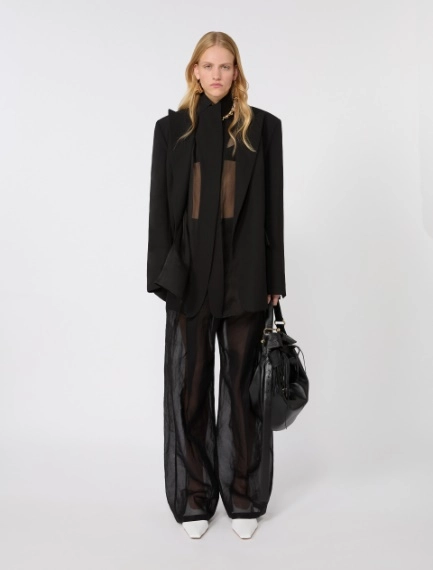 Viscose-blend double-collar blazer - BLACK - Sportmax - 1