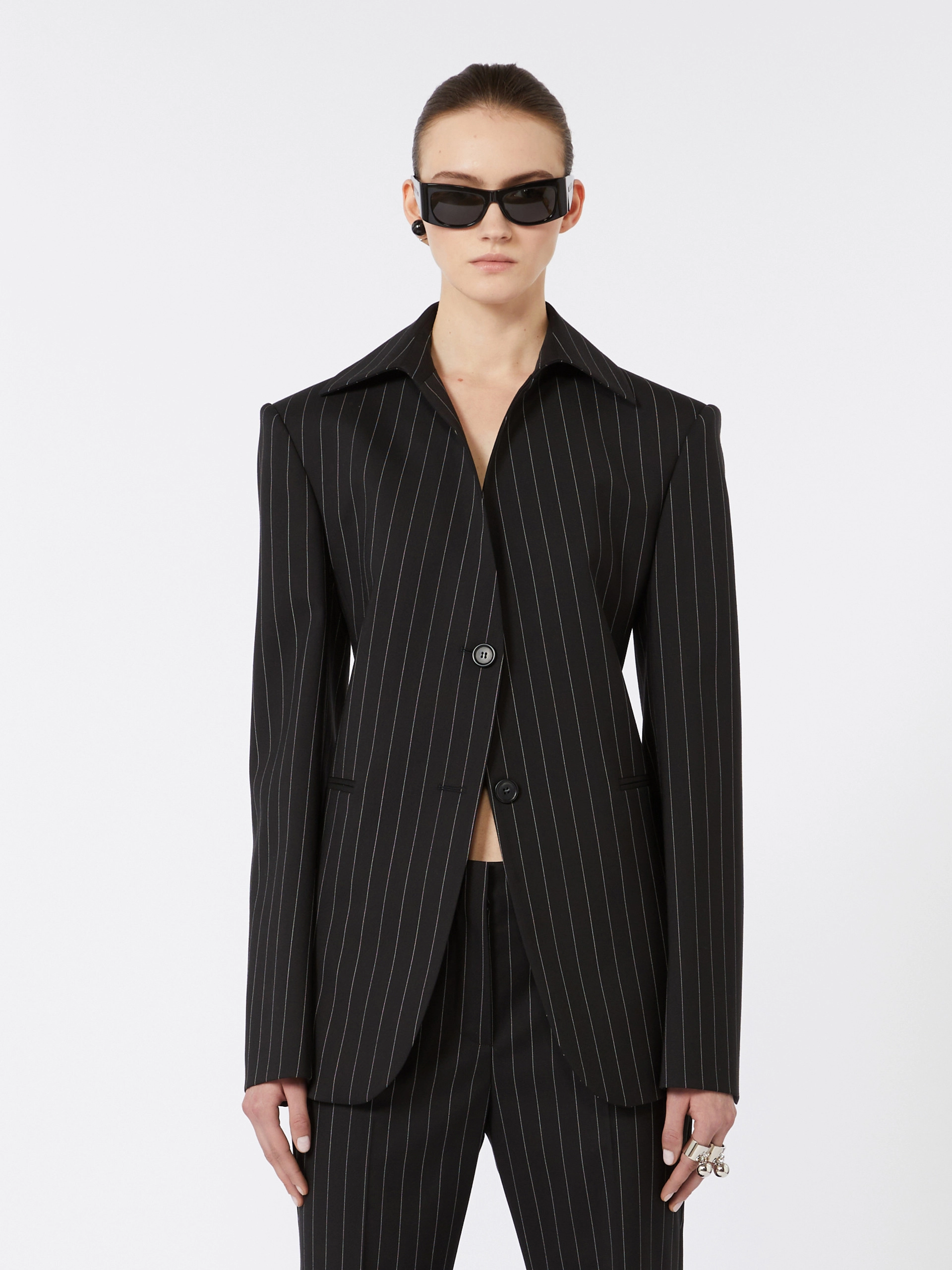Slim-fit stretch gabardine blazer - BLACK - Sportmax - 4