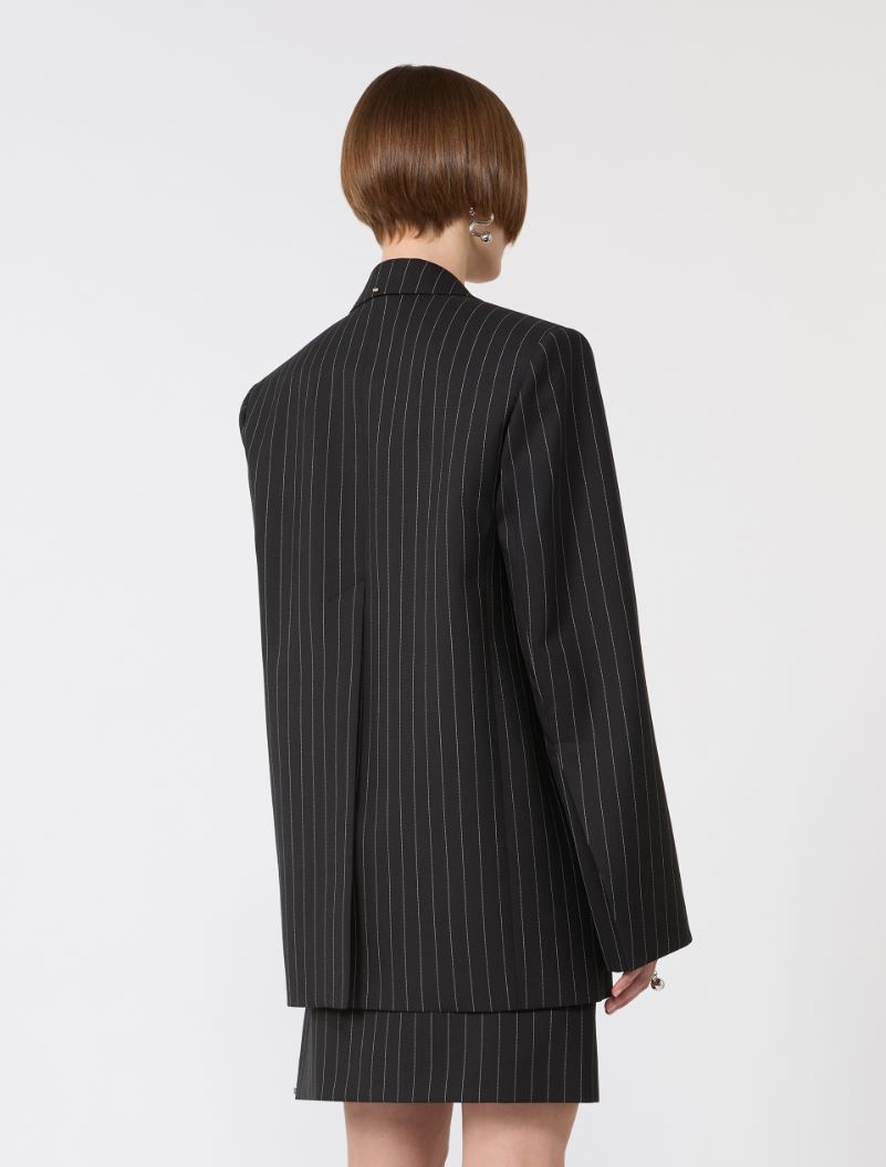 Pinstripe gabardine tailored blazer - BLACK - Sportmax - 3