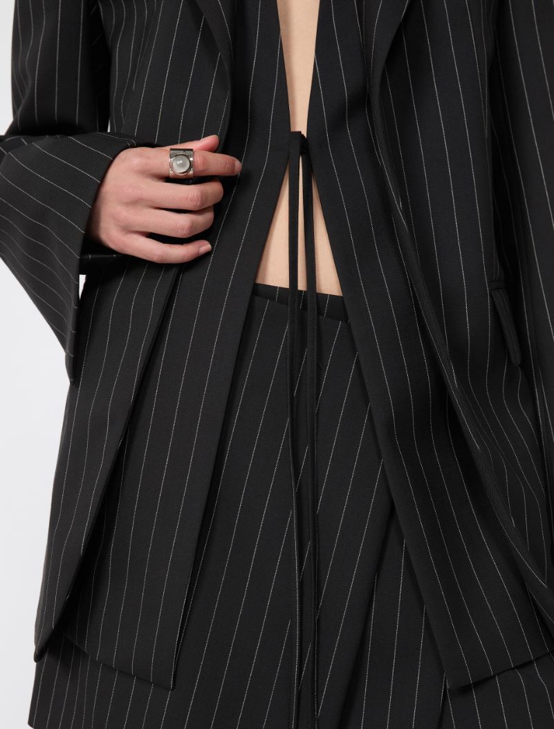 Pinstripe gabardine tailored blazer - BLACK - Sportmax - 5