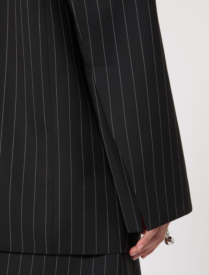 Pinstripe gabardine tailored blazer - BLACK - Sportmax - 6