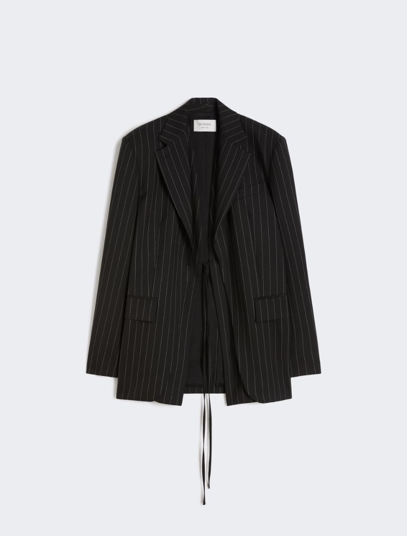 Pinstripe gabardine tailored blazer - BLACK - Sportmax - 8
