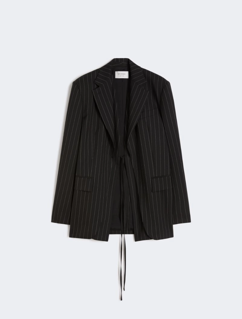 Pinstripe gabardine tailored blazer - BLACK - Sportmax - 8