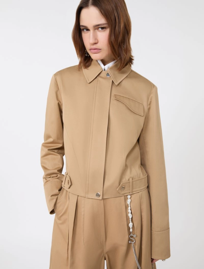 Boxy cotton jacket - BISCUIT - Sportmax - 4