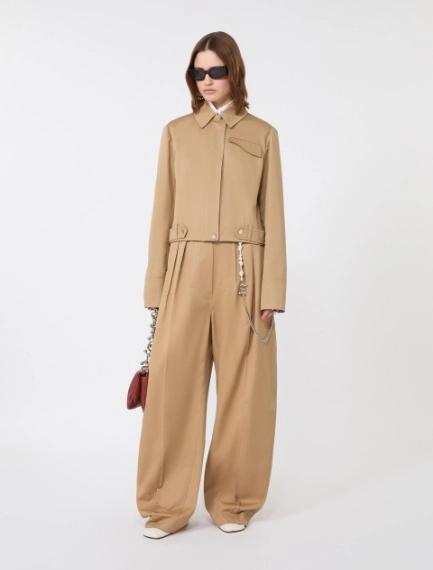 Boxy cotton jacket - BISCUIT - Sportmax