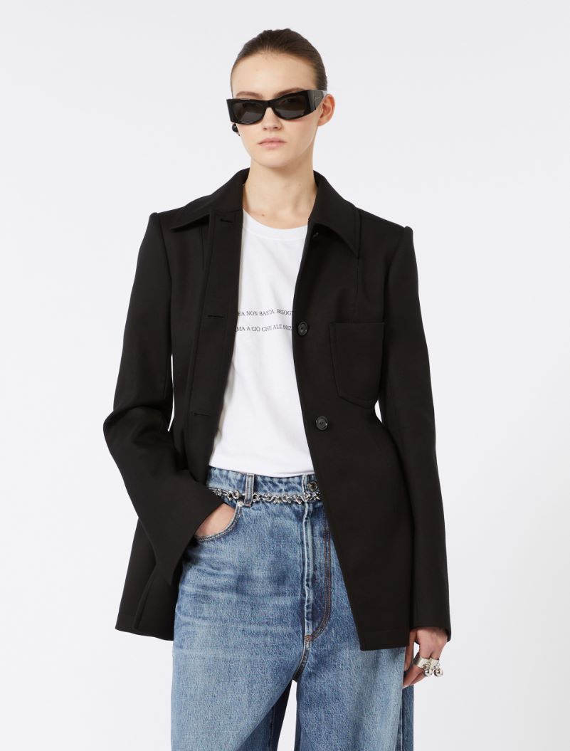 Fitted gabardine shirt jacket - BLACK - Sportmax - 4