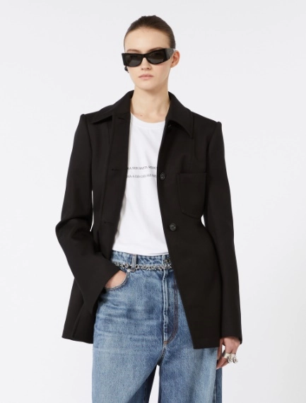 Fitted gabardine shirt jacket - BLACK - Sportmax