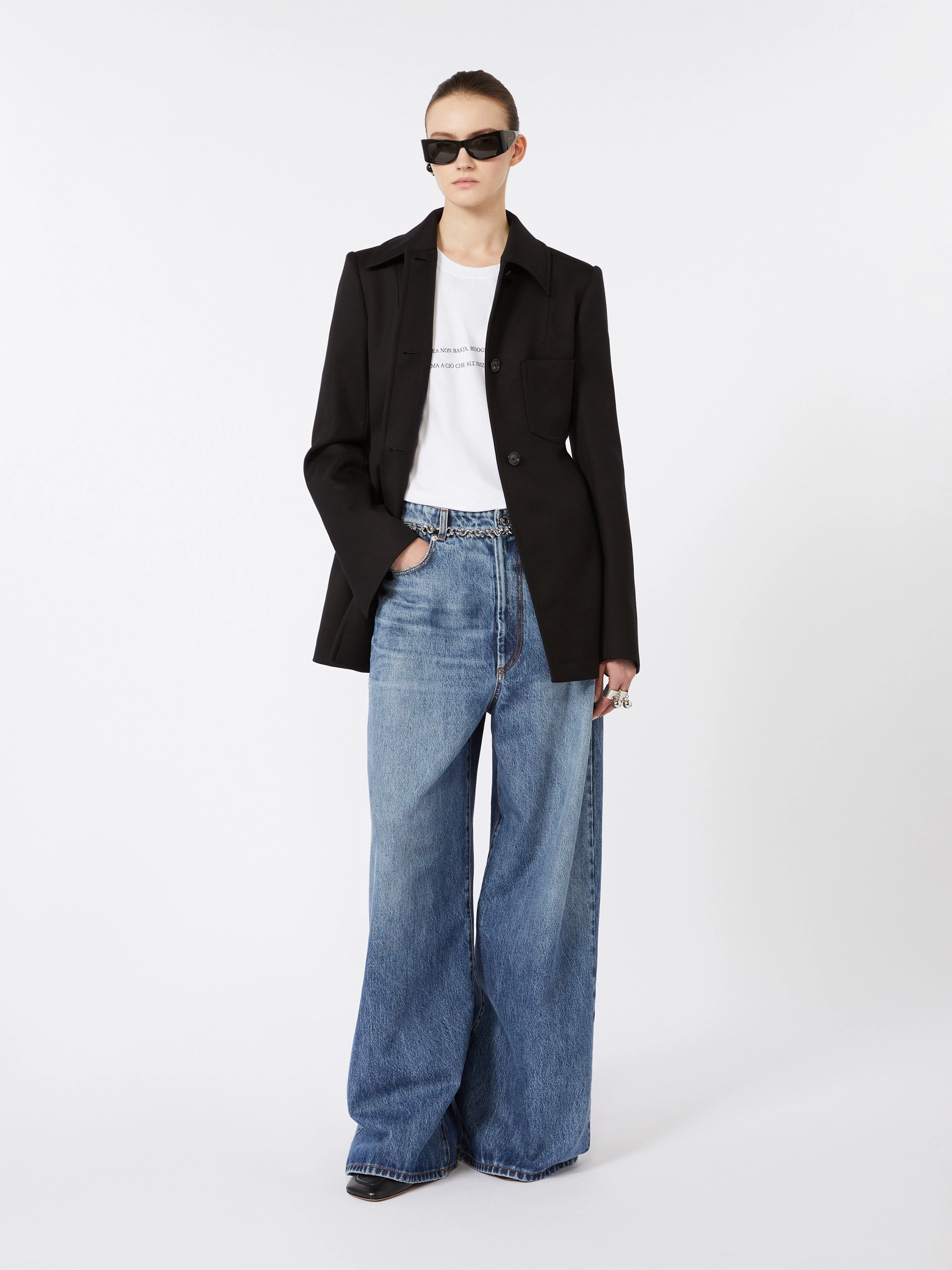 Fitted gabardine shirt jacket - BLACK - Sportmax