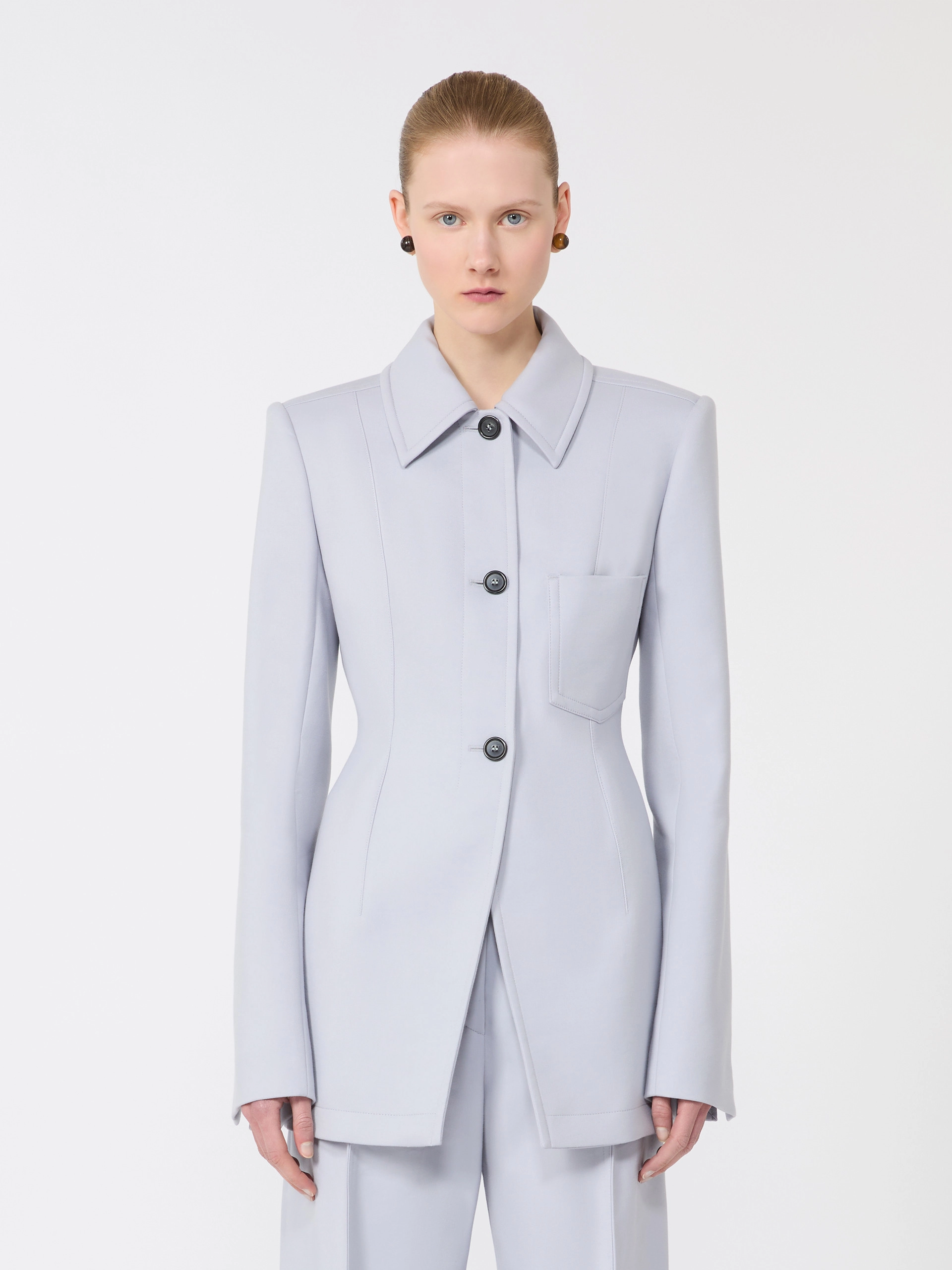 Fitted gabardine shirt jacket - MEDIUM GREY - Sportmax - 2