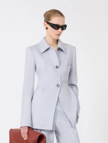 Fitted gabardine shirt jacket - MEDIUM GREY - Sportmax