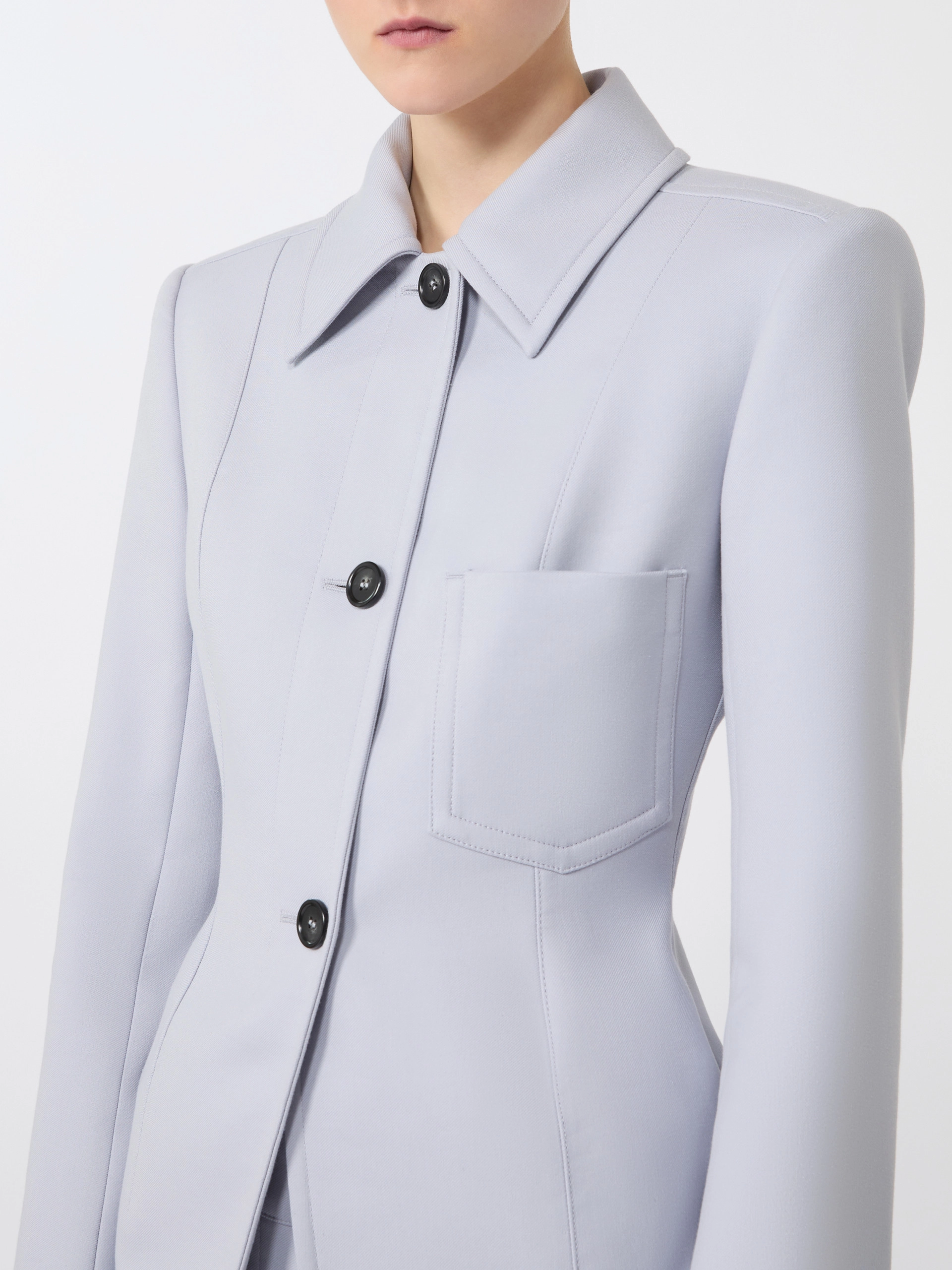 Fitted gabardine shirt jacket - MEDIUM GREY - Sportmax - 5