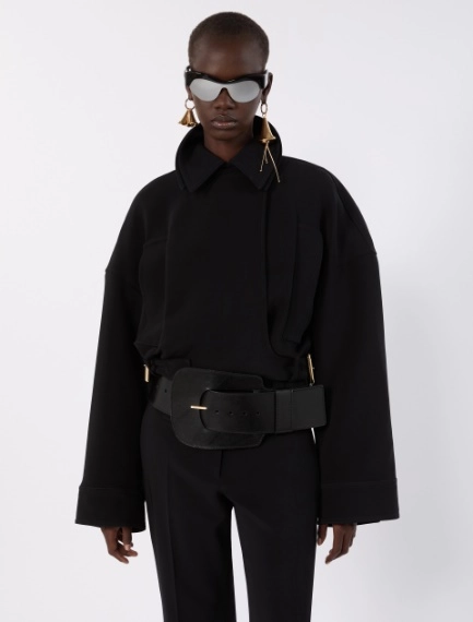Viscose cady cropped jacket - BLACK - Sportmax